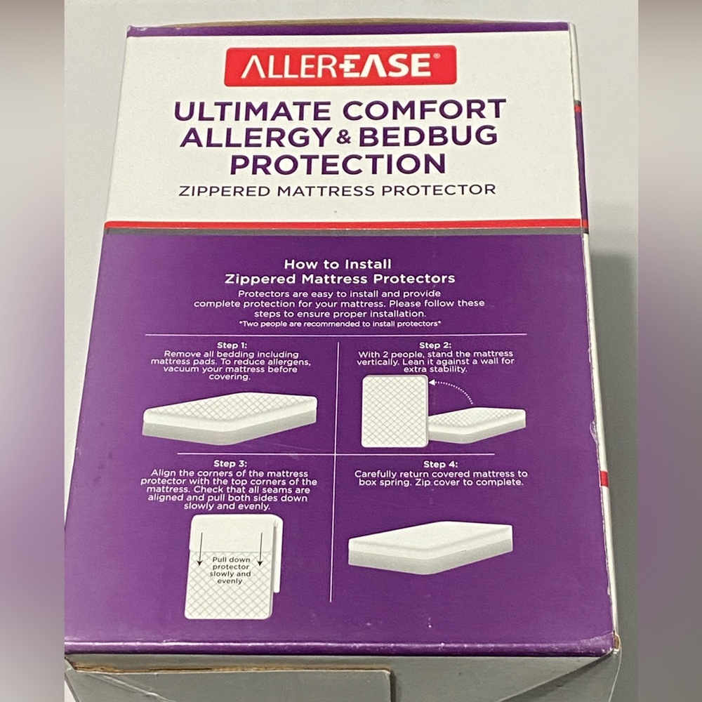 Allerease Allergy & Bedbug Protection Zippered Mattress Protector Full Size - Picture 4 of 12